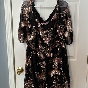 Black and Gold Sequin Romper